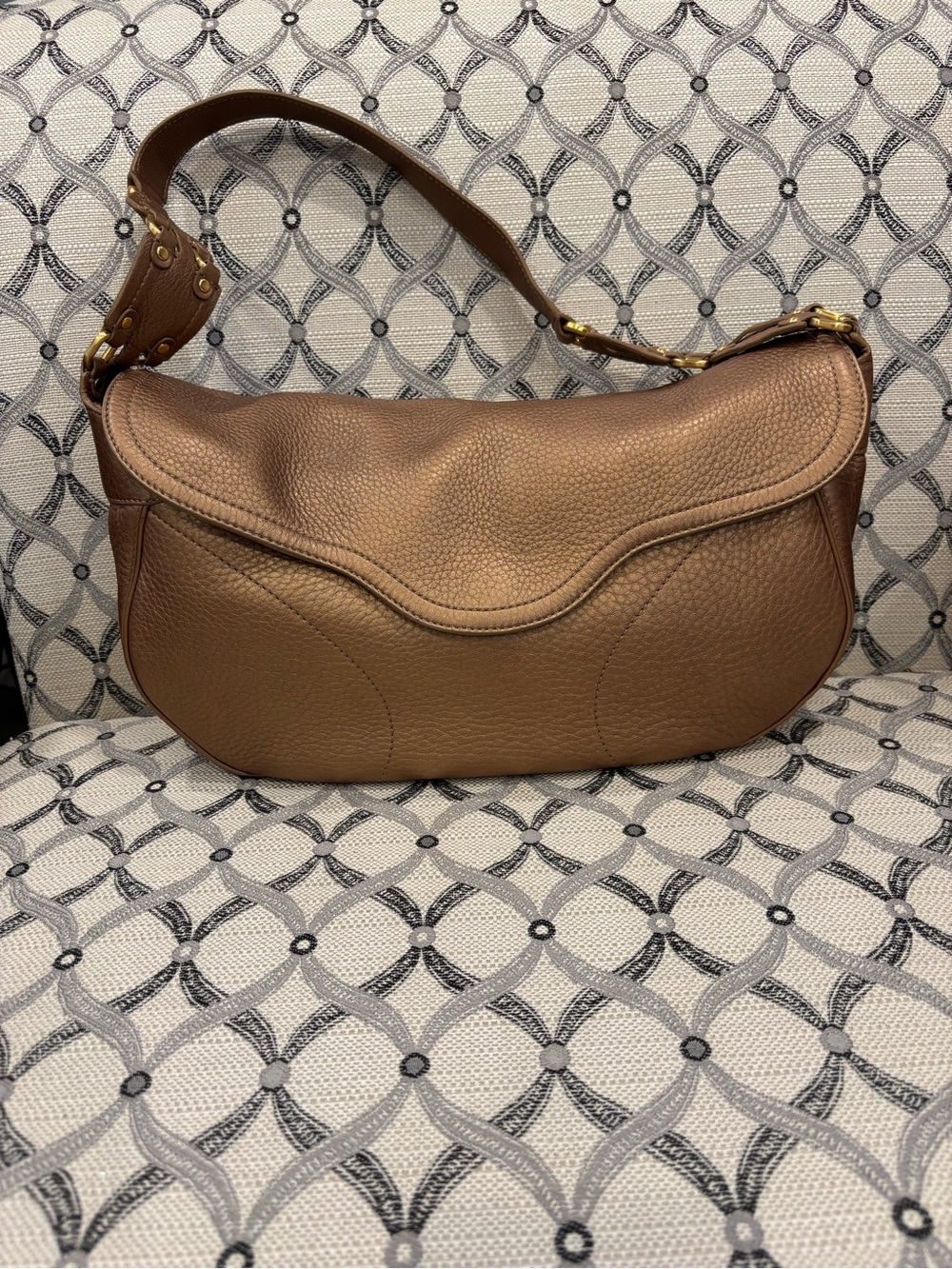 Cole Haan Pebble Metallic Bronze Leather Hobo with Gold Hardware